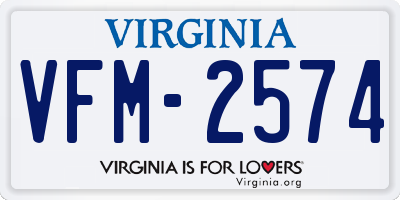 VA license plate VFM2574