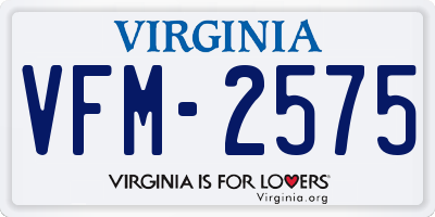 VA license plate VFM2575