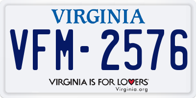 VA license plate VFM2576