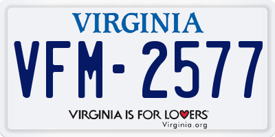 VA license plate VFM2577