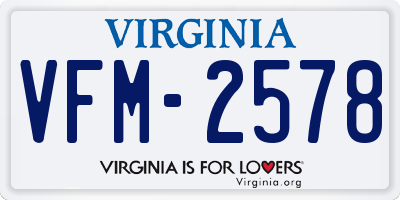 VA license plate VFM2578