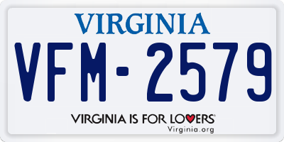 VA license plate VFM2579