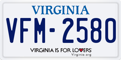 VA license plate VFM2580