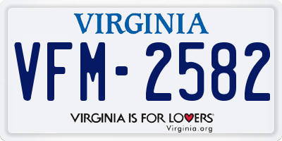 VA license plate VFM2582
