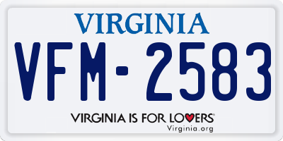 VA license plate VFM2583