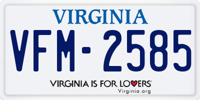 VA license plate VFM2585