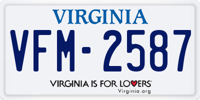 VA license plate VFM2587