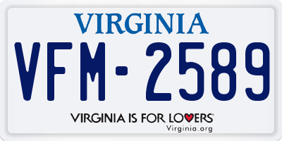 VA license plate VFM2589