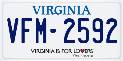 VA license plate VFM2592