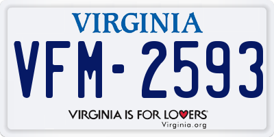 VA license plate VFM2593