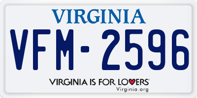 VA license plate VFM2596