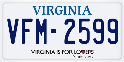 VA license plate VFM2599
