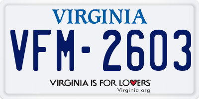 VA license plate VFM2603