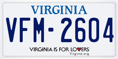 VA license plate VFM2604