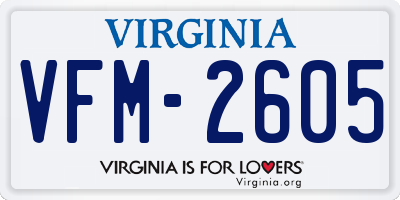 VA license plate VFM2605