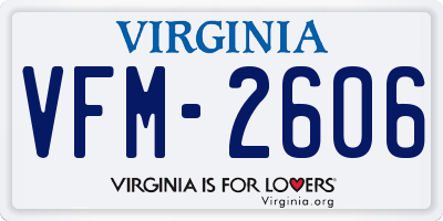 VA license plate VFM2606