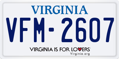 VA license plate VFM2607