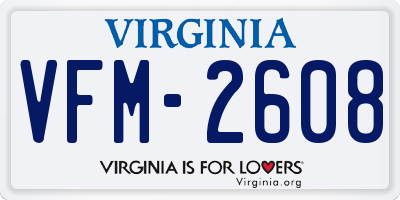 VA license plate VFM2608