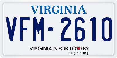 VA license plate VFM2610