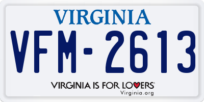 VA license plate VFM2613