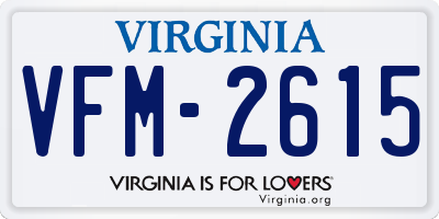 VA license plate VFM2615
