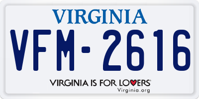 VA license plate VFM2616