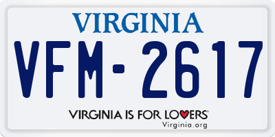 VA license plate VFM2617