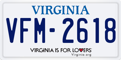 VA license plate VFM2618