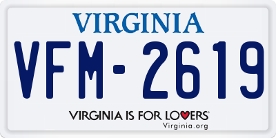 VA license plate VFM2619