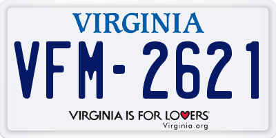 VA license plate VFM2621