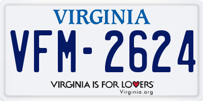 VA license plate VFM2624