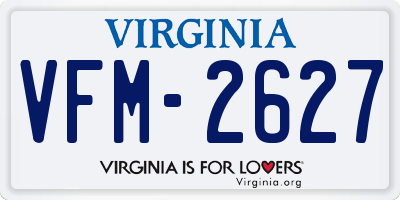 VA license plate VFM2627