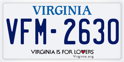 VA license plate VFM2630
