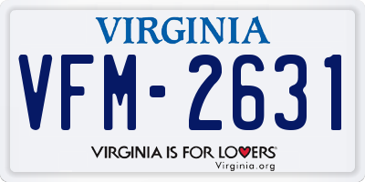 VA license plate VFM2631