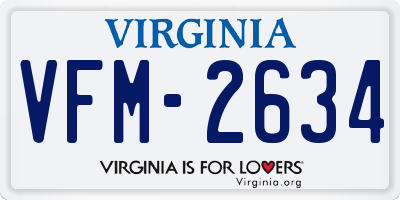VA license plate VFM2634