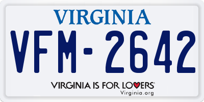 VA license plate VFM2642