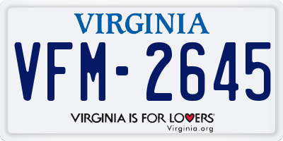 VA license plate VFM2645
