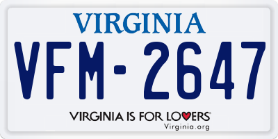 VA license plate VFM2647