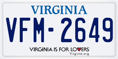 VA license plate VFM2649