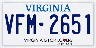 VA license plate VFM2651