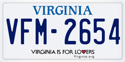 VA license plate VFM2654