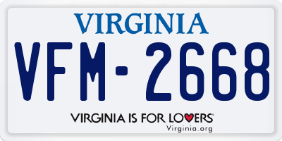 VA license plate VFM2668