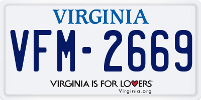 VA license plate VFM2669