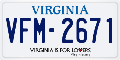 VA license plate VFM2671