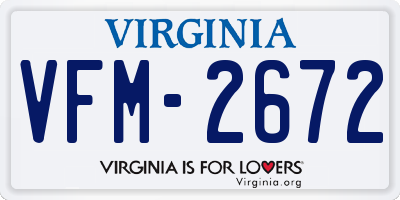VA license plate VFM2672
