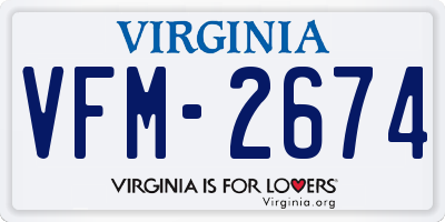 VA license plate VFM2674
