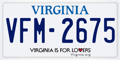 VA license plate VFM2675