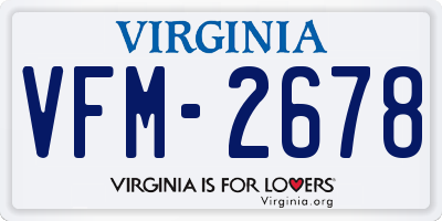 VA license plate VFM2678