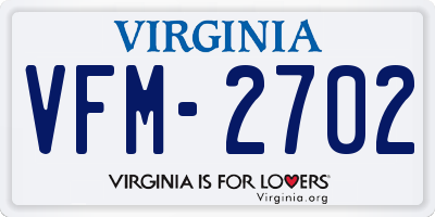 VA license plate VFM2702
