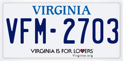 VA license plate VFM2703